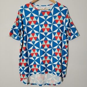 Lularoe Blue Geometric Print Irma Tunic Top